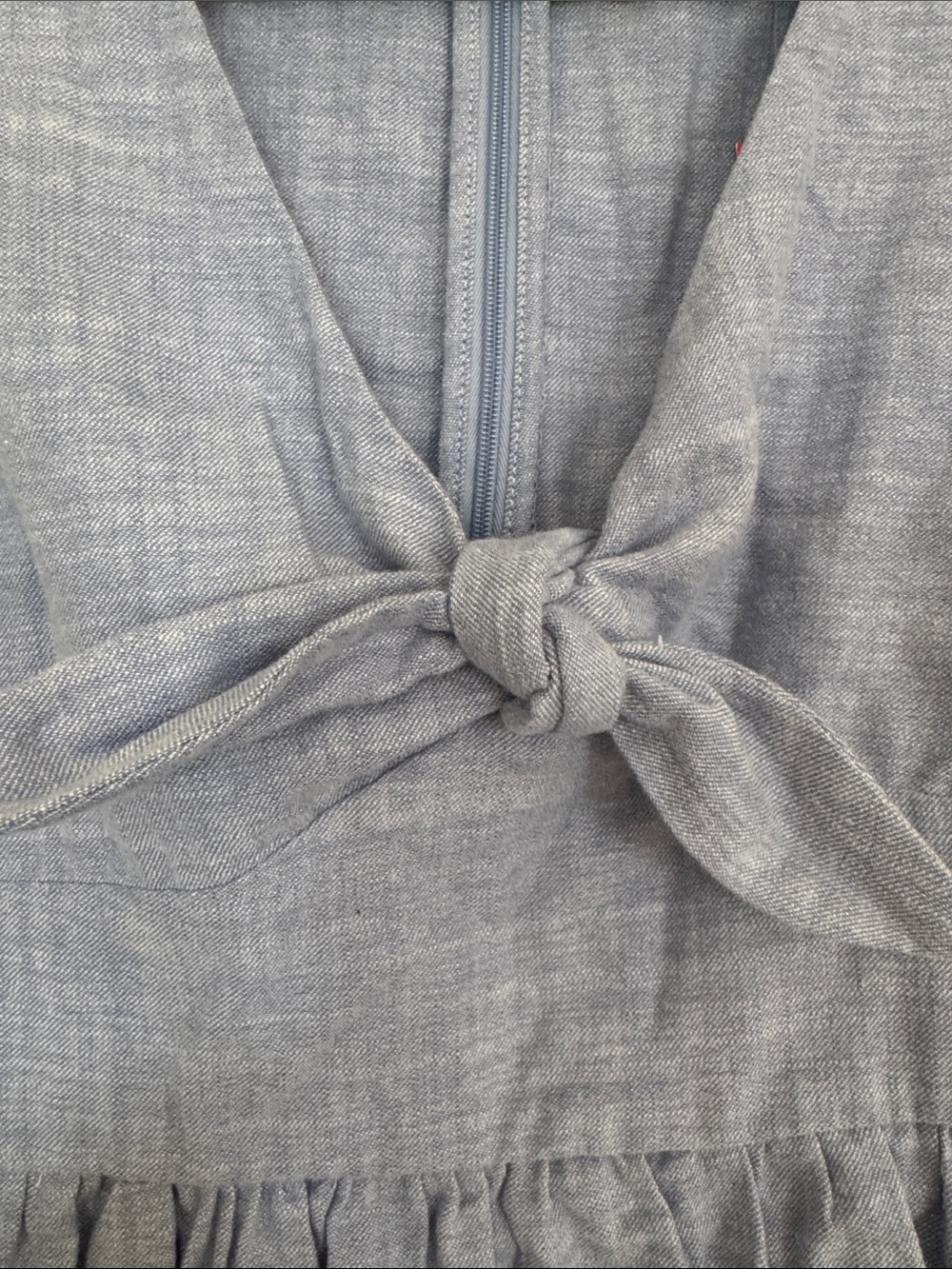 NWT Joe Fresh Sky Blue Tie-Front Sleeveless Midi Dress with side pockets - Picture 4 of 7